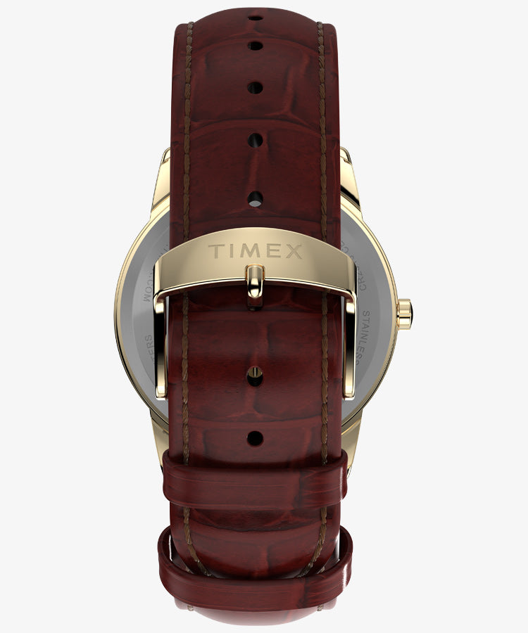 Timex Easy Reader 35 White Dial Brown Leather Strap Watch TW2W95500