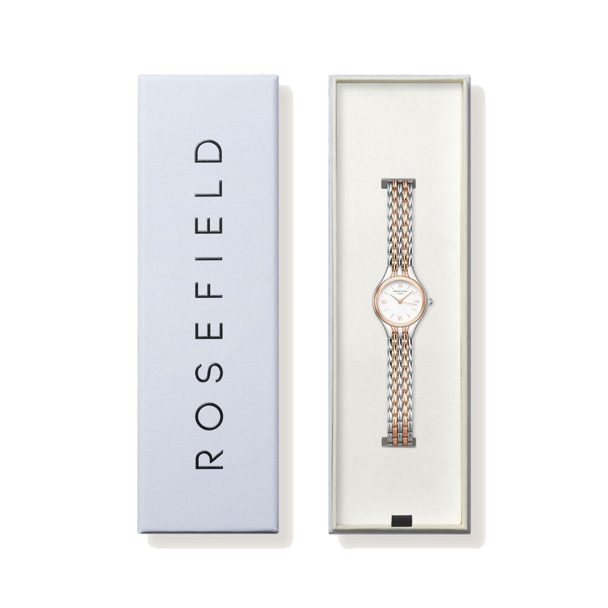 Rosefield Muse White Dial Two-Tone Silver Rose Gold Bracelet Watch MUWDSD-MU04