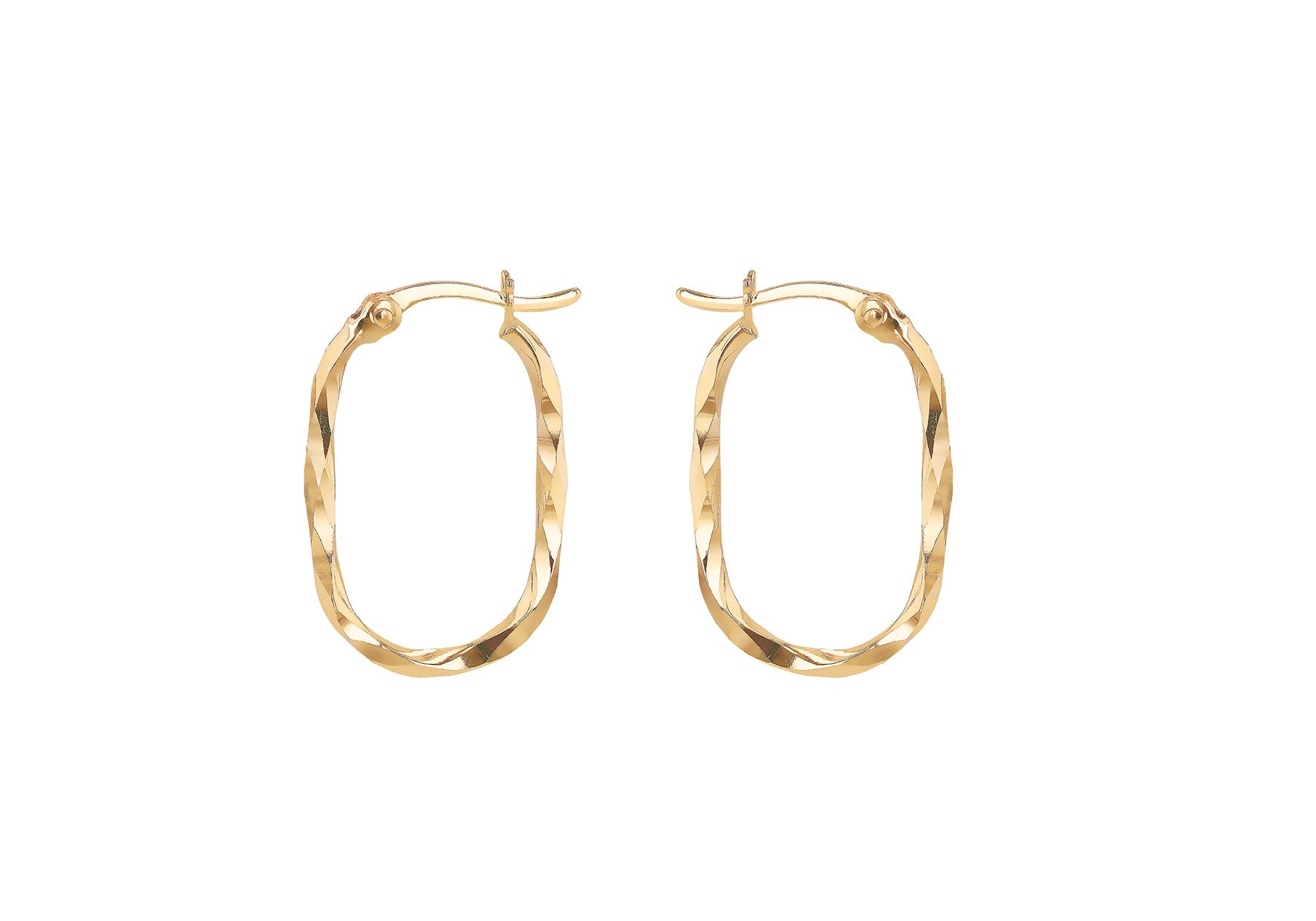 9K Yellow Gold Twist Oval Earrings Elegant Contemporary Design