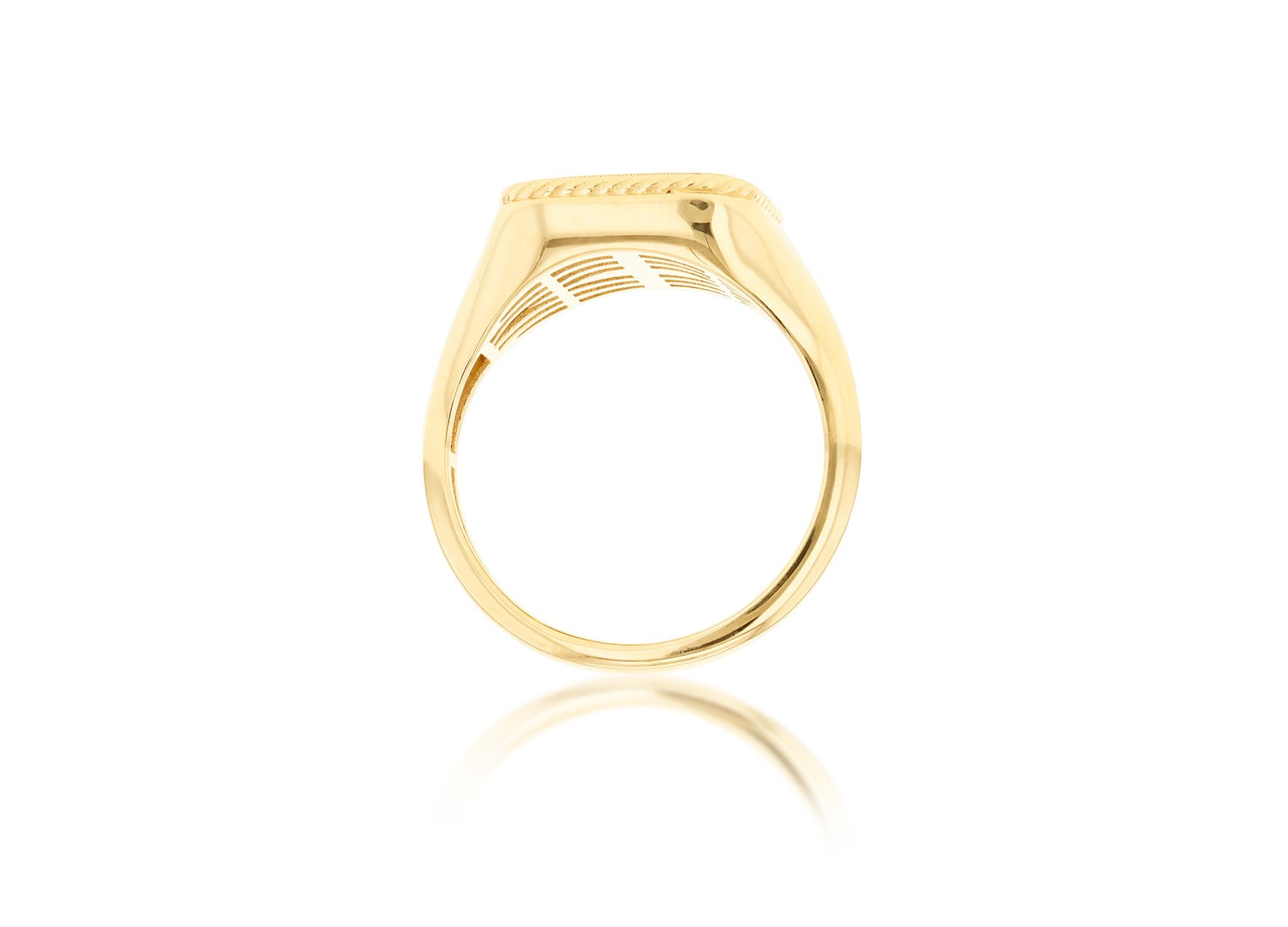 9K Yellow Gold Signet Ring Elegant Square Rope Design for Women