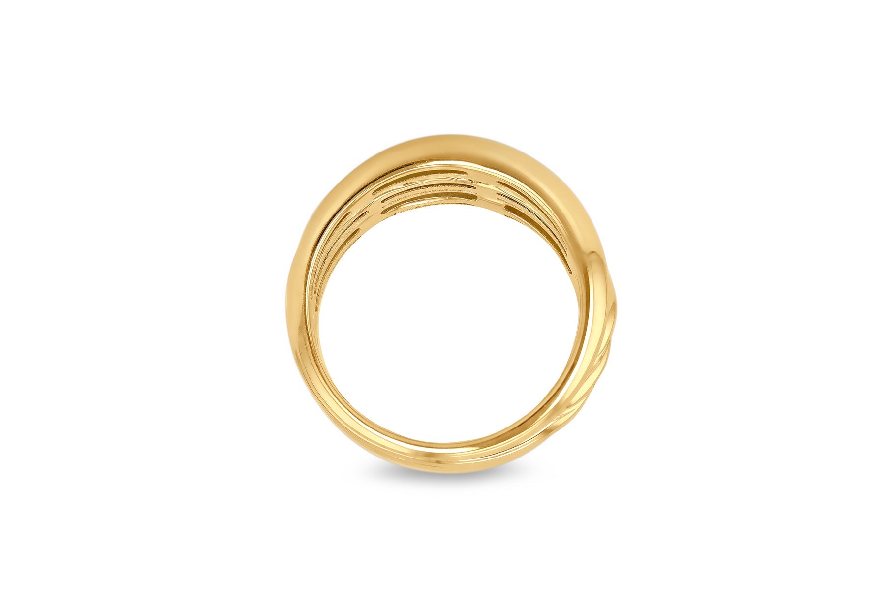 9K Yellow Gold Wide Rope Ring for Women Stylish Contemporary Jewelry
