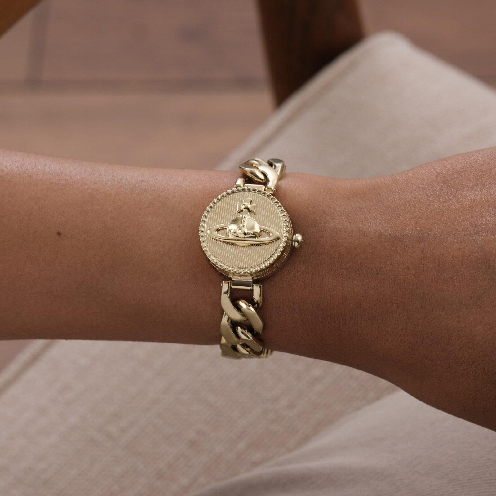 Vivienne Westwood Orb Button Gold Dial Stainless Steel Women's Watch VV323CPGD