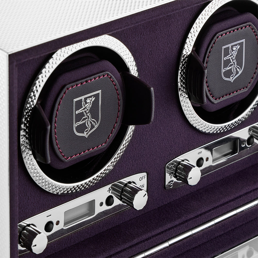 Wolf Silver Programmable Double Watch Winder 190004