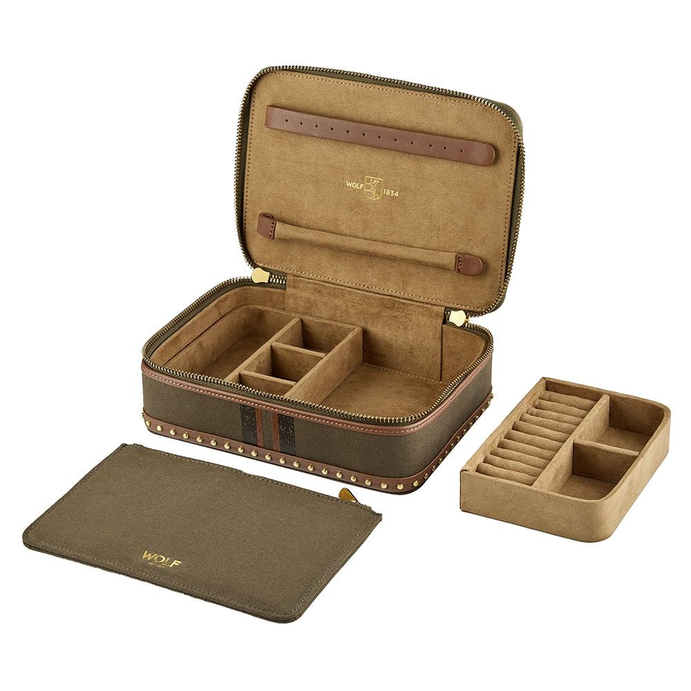 Ida Travel Zip Khaki Jewellery Case 190042