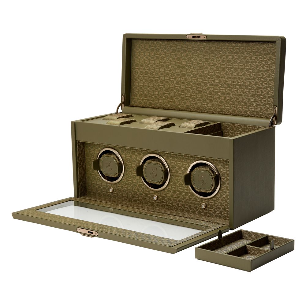 Wolf Earth Triple Watch Winder Olive 190541