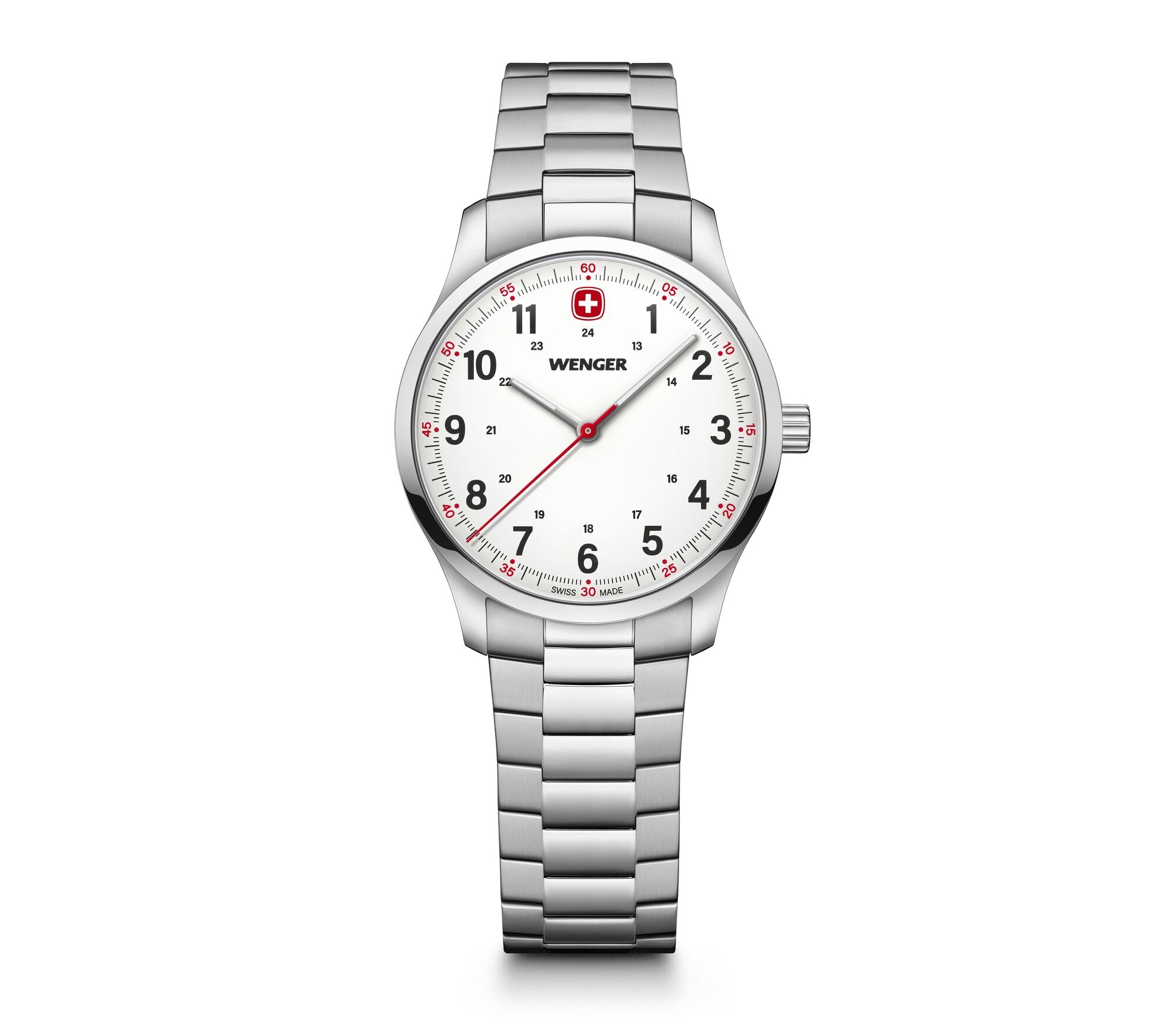 Wenger City Sport 34mm White Dial Stainless Steel Watch