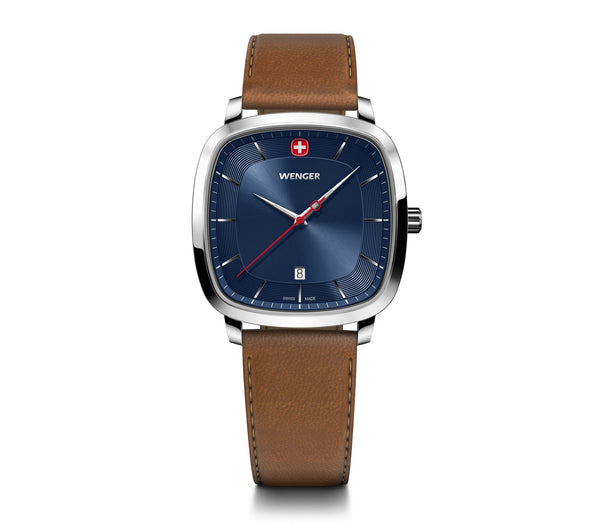 Wenger Vintage Classic 37mm Blue Dial Leather Strap Watch 01.1921.106