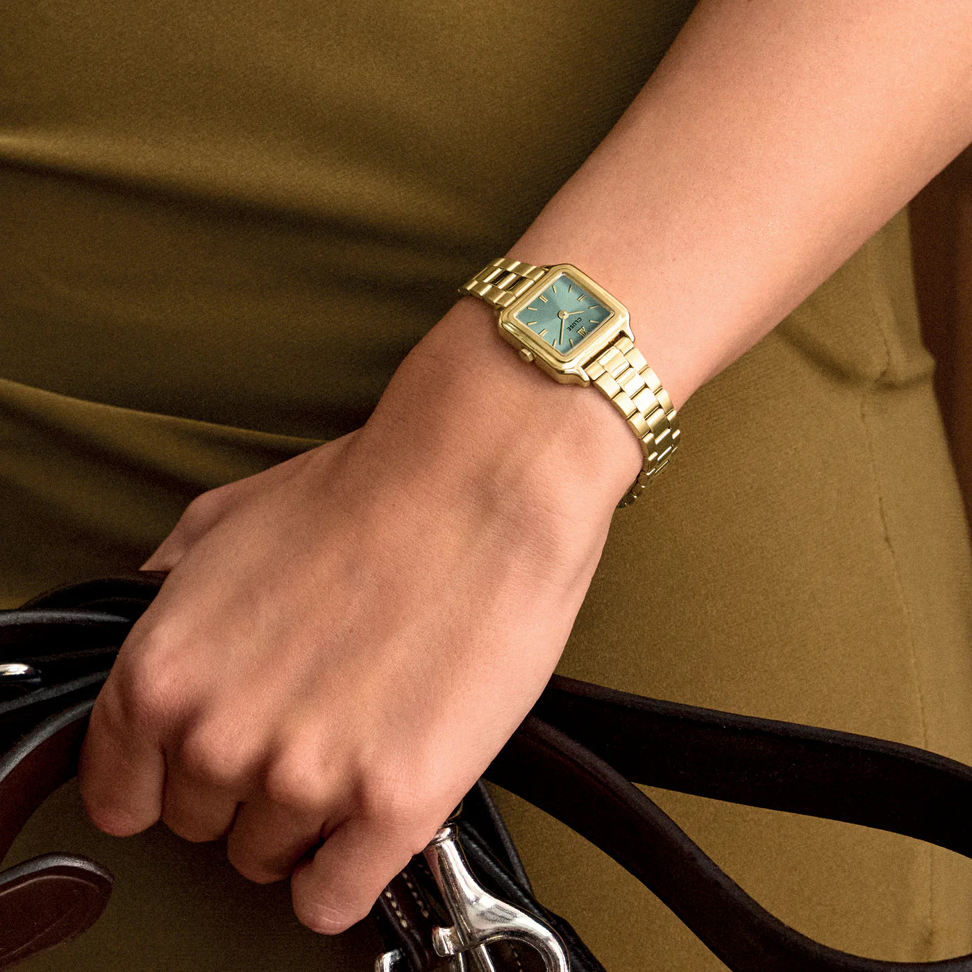 CLUSE Gracieuse Mini Stainless Steel Sage Green Dial Gold Band Women's Watch CW15505