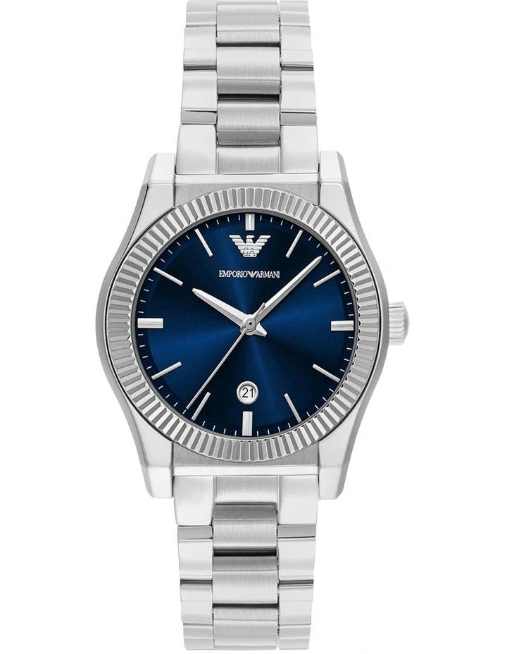 Emporio Armani Blue Dial Silver Stainless Steel Watch AR11717