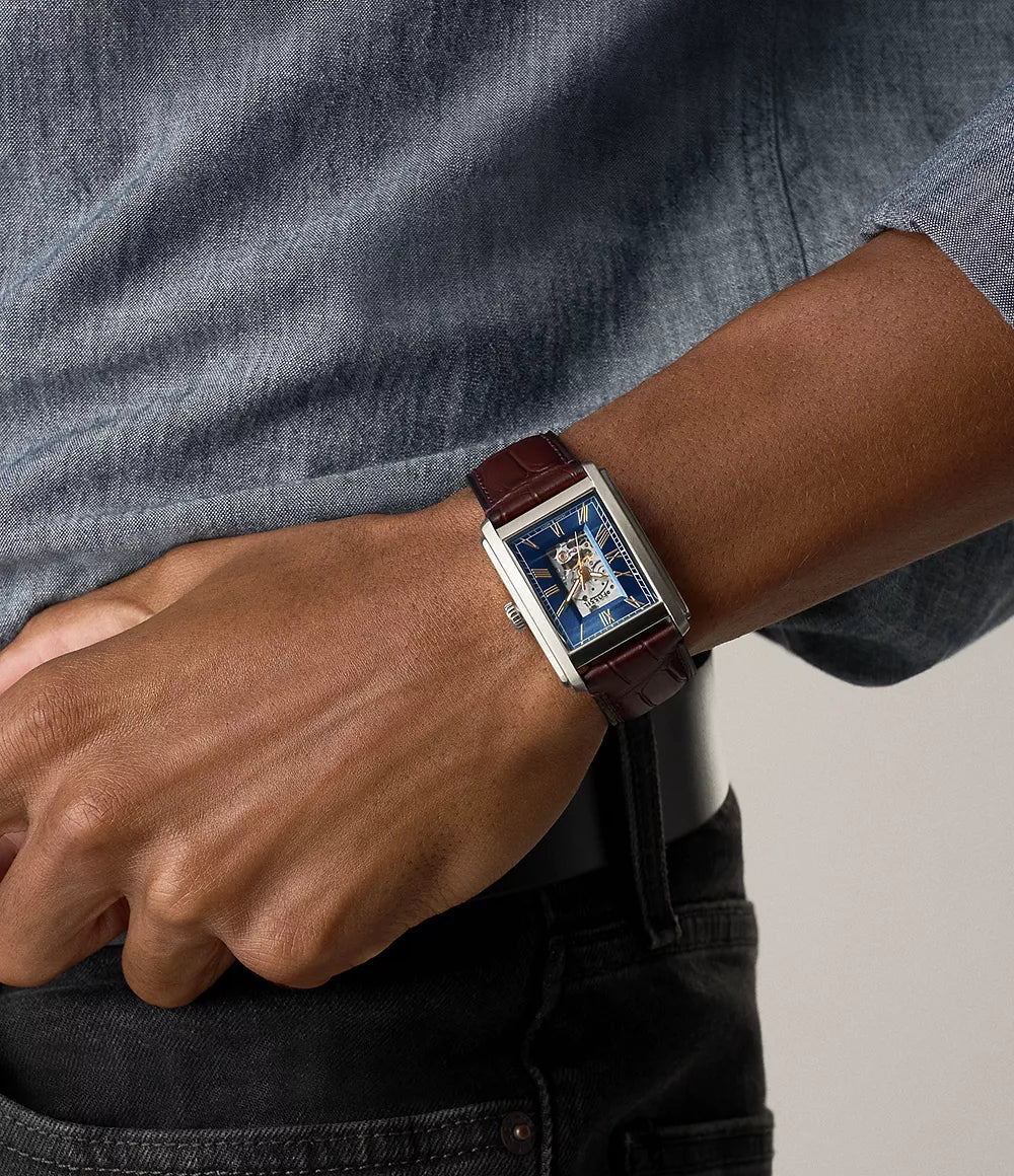 Fossil Carraway Automatic Brown Croco Leather Watch ME3273