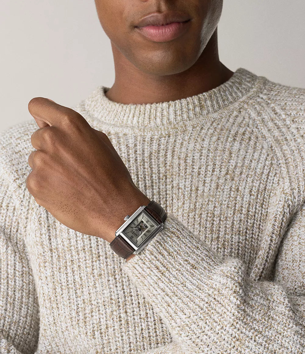 Fossil Carraway Automatic Brown Croco Leather Watch ME3272