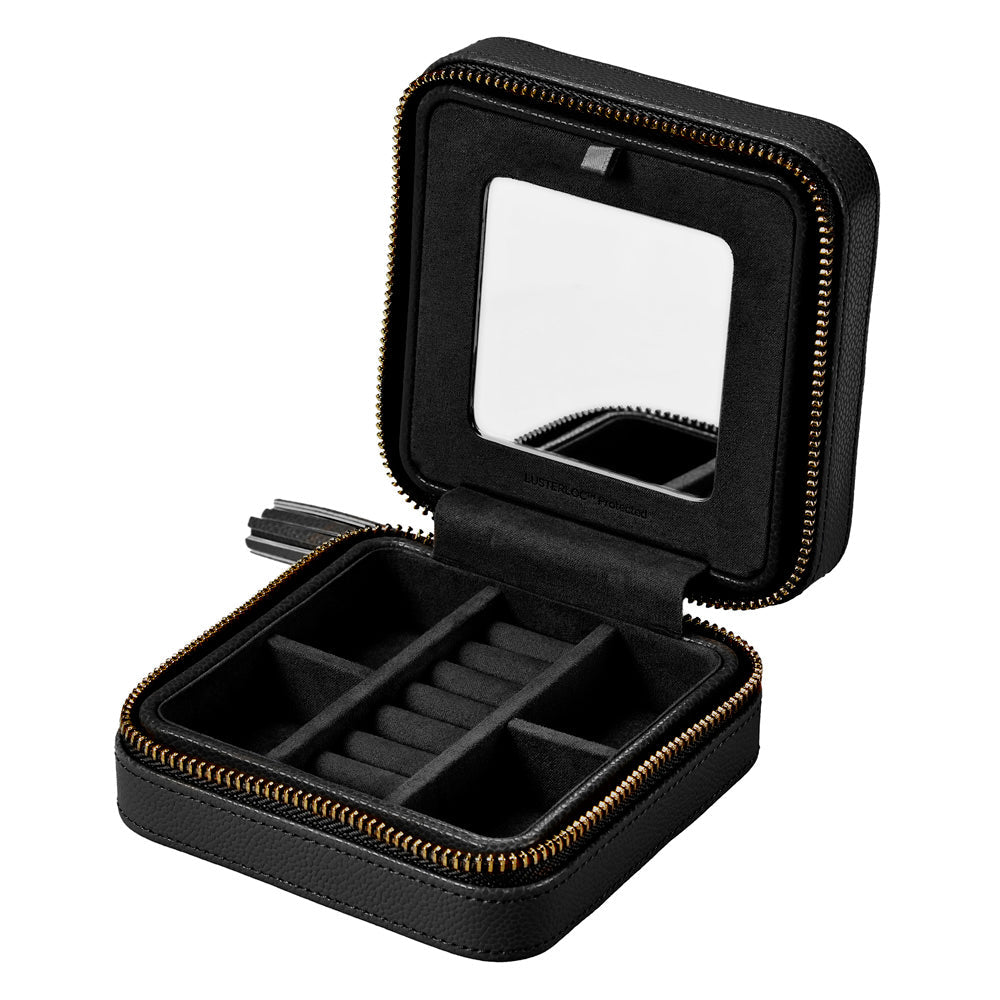Wolf Lauren Zip Travel Case in black recycled vegan leather