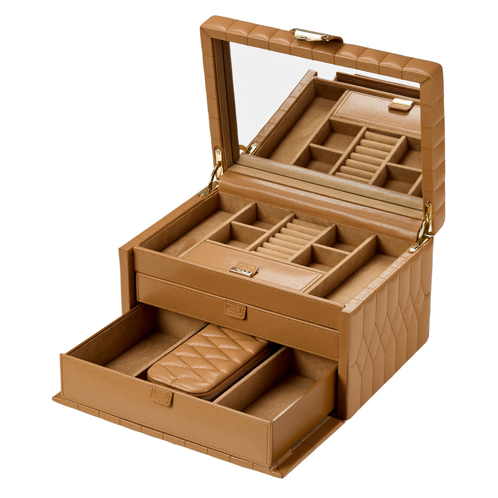 Wolf Lauren Medium Jewellery Box in caramel recycled vegan leather — view 9