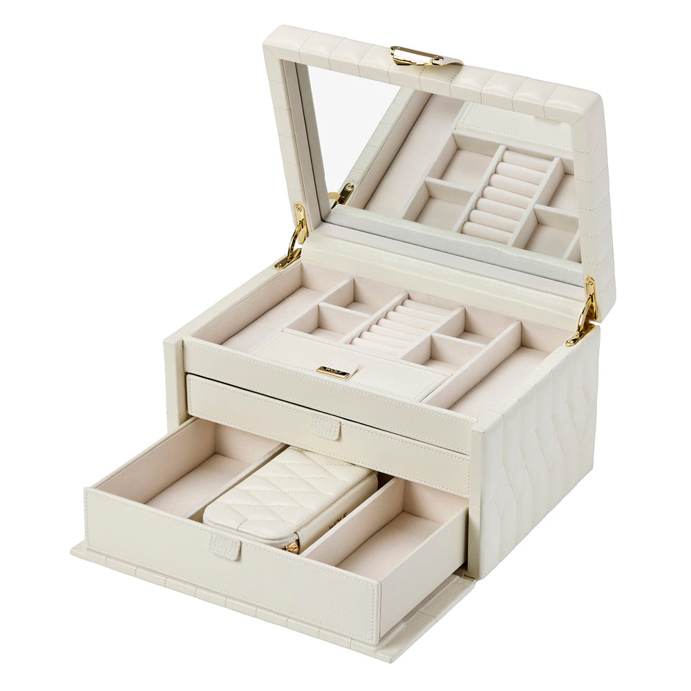 Wolf Lauren Medium Jewellery Box in ivory recycled vegan leather — view 9