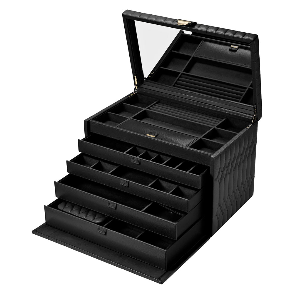 Wolf Lauren Extra Large Jewellery Box in black recycled vegan leather