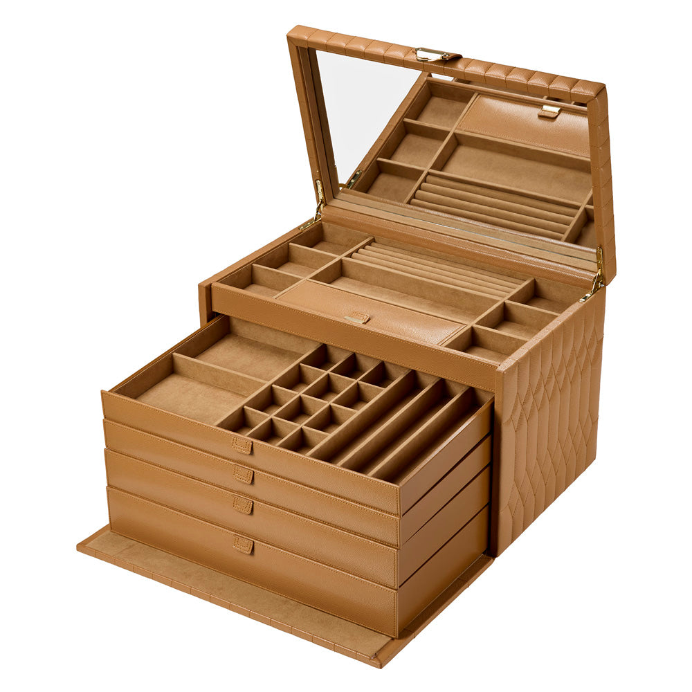 Wolf Lauren Extra Large Jewellery Box in caramel recycled vegan leather — view 9