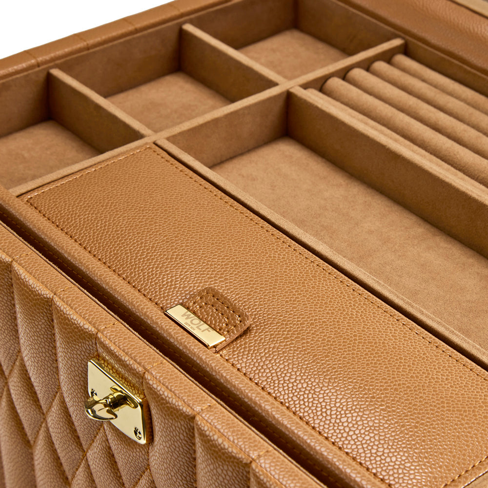 Wolf Lauren Extra Large Jewellery Box in caramel recycled vegan leather — view 4
