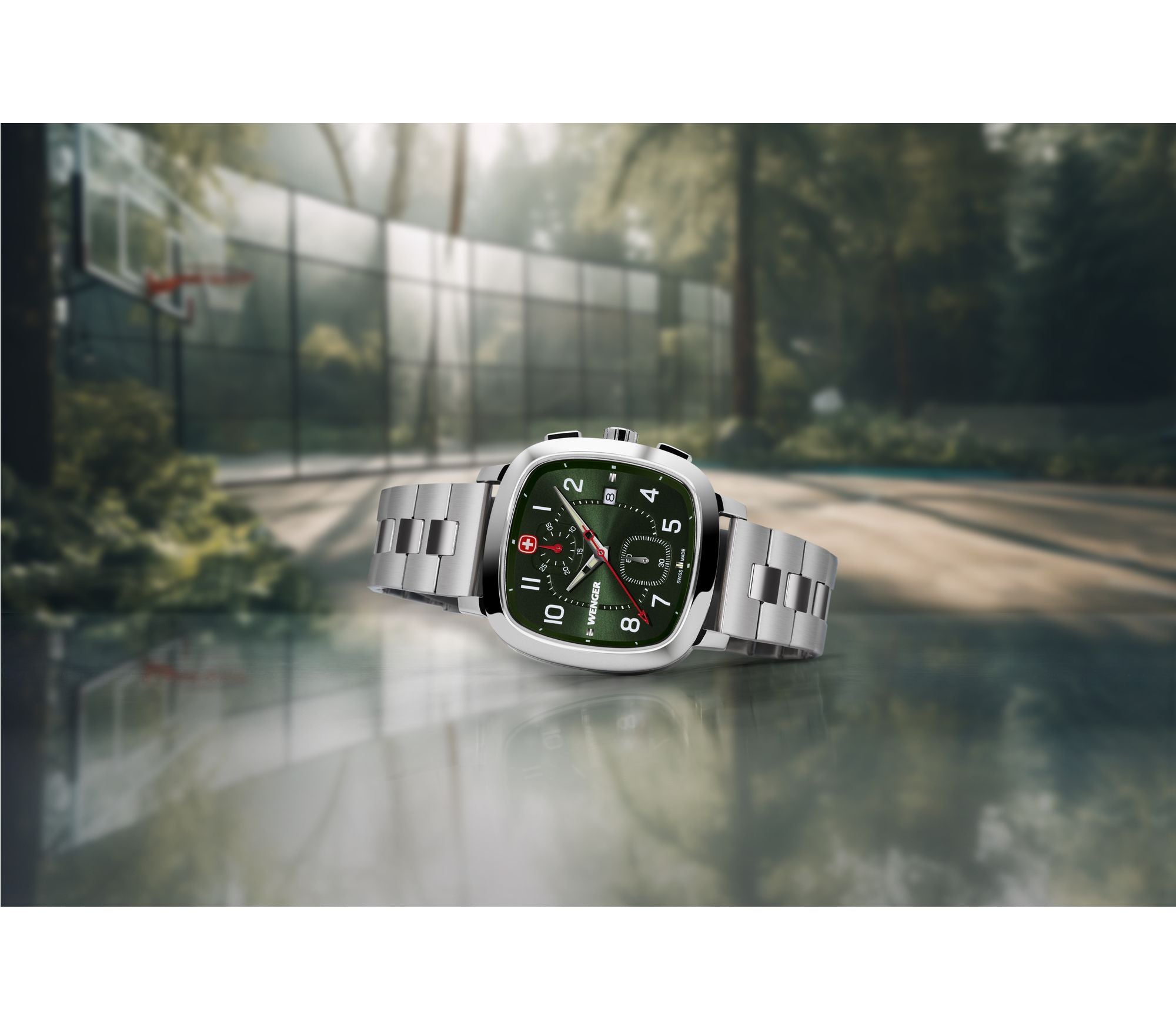 Wenger Vintage Sport Chrono 39.5mm Green Dial Stainless Steel Watch 01.1933.112