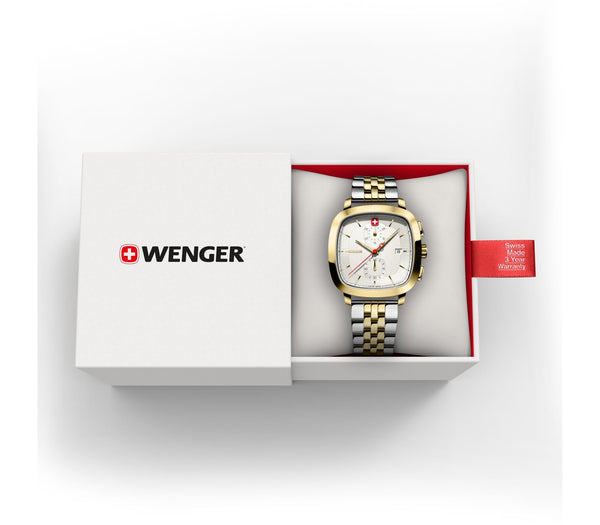 Wenger Vintage Classic Chrono 39.5mm White Dial Stainless Steel Watch 01.1933.107