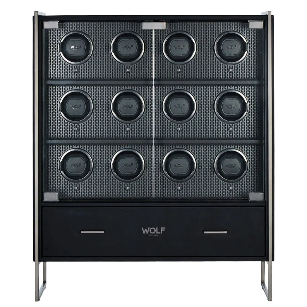 WOLF Axis 12 Piece Watch Winder Cabinet in Powder Coat