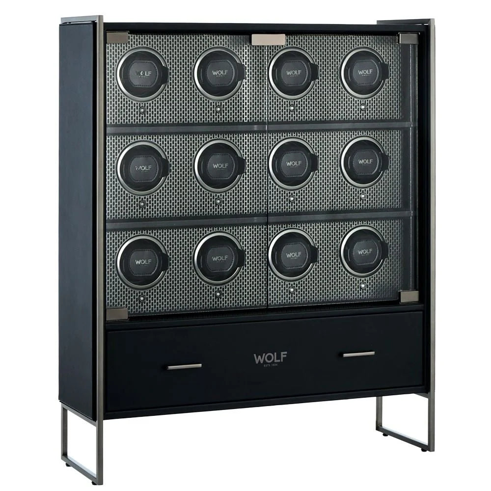 WOLF Axis 12 Piece Watch Winder Cabinet in Powder Coat