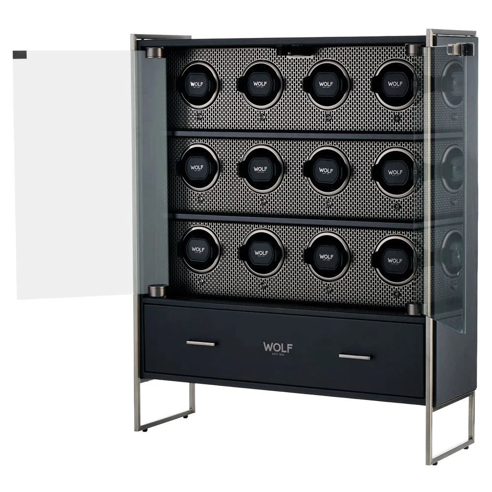 WOLF Axis 12 Piece Watch Winder Cabinet in Powder Coat