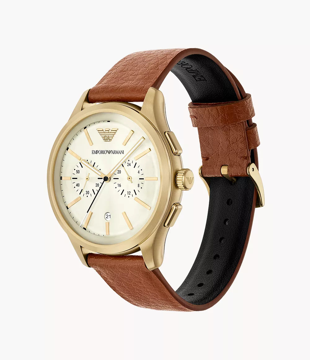 Emporio Armani Chronograph Brown Leather Watch AR11714