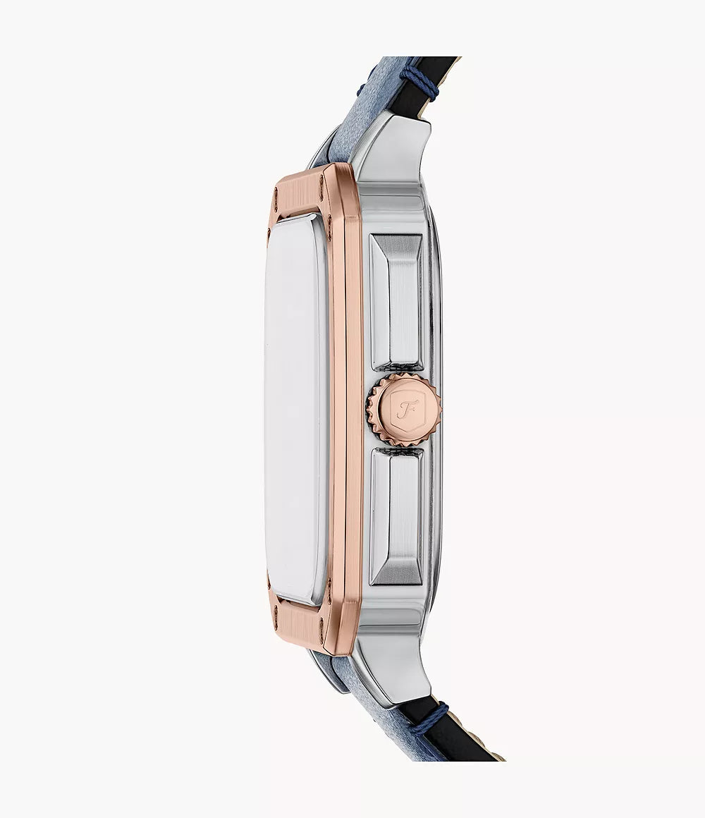 Fossil Crosby Three Hand Blue Leather Watch FS6149