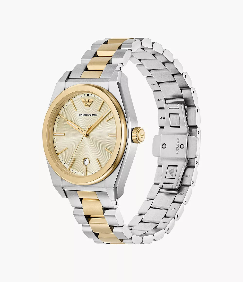 Emporio Armani Three Hand Two Tone Stainless Steel Watch AR11716