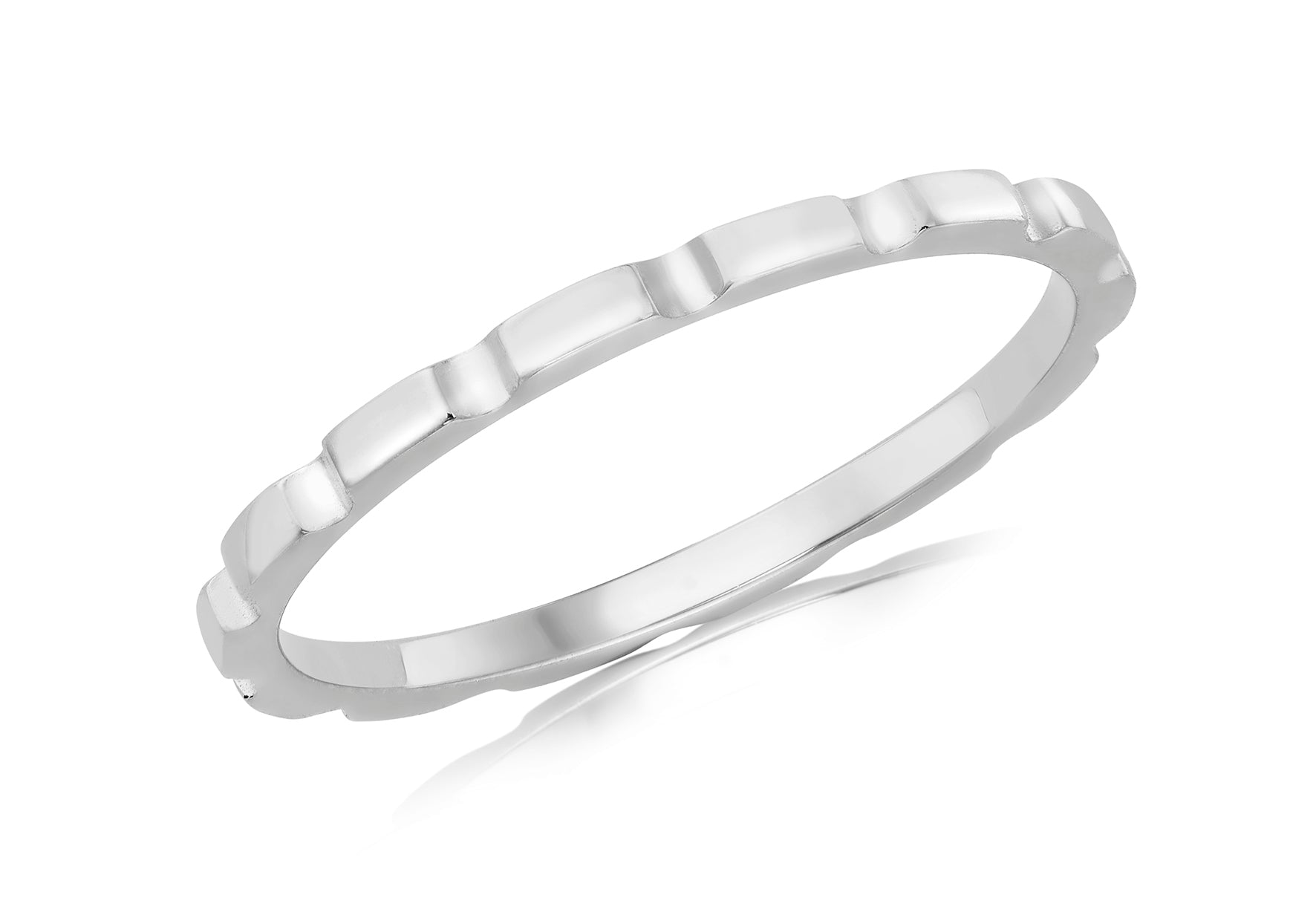 9K White Gold Stacker Ring Contemporary Style for Women Jewelry