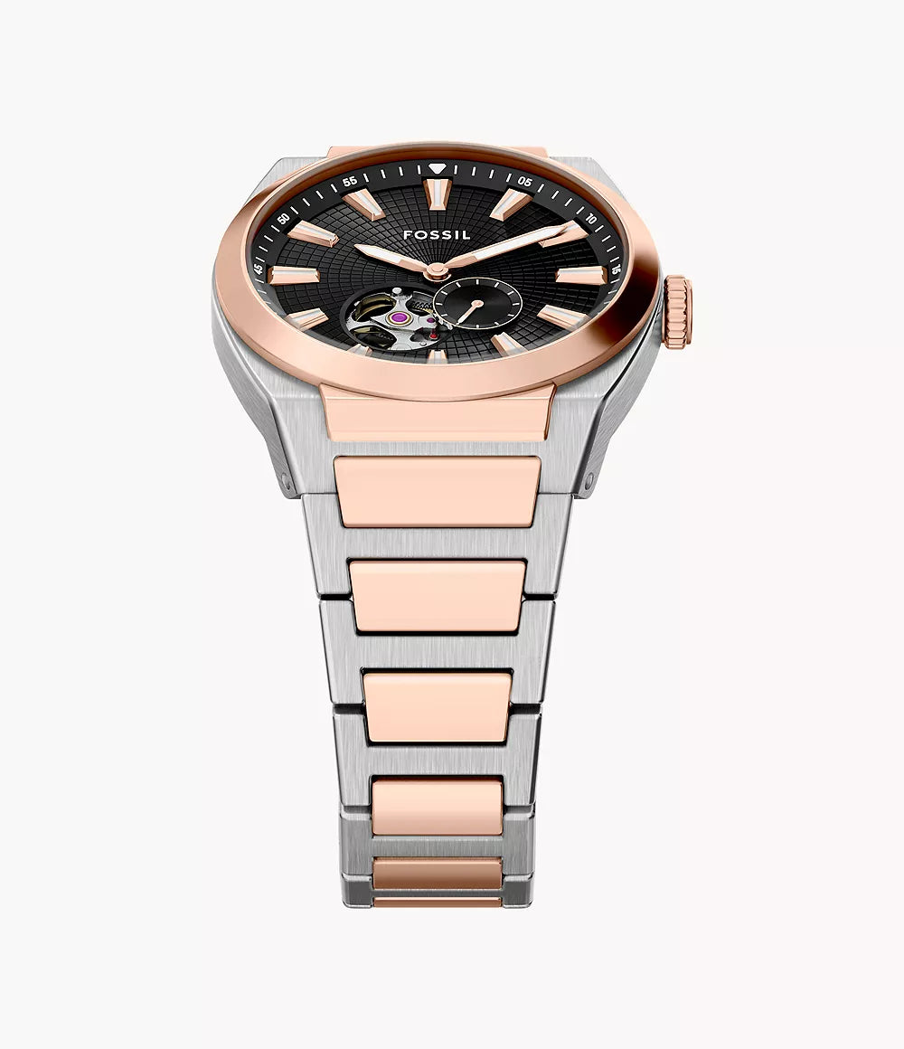 Fossil Everett Automatic Two Tone Stainless Steel Watch ME3277