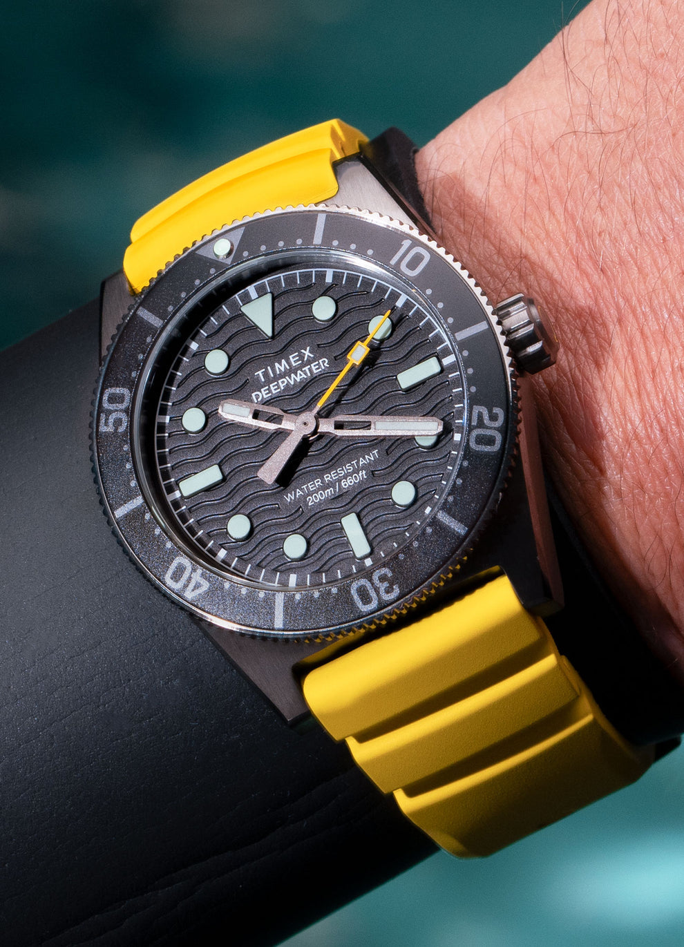 Timex Deepwater Reef 200M 41mm Yellow Rubber Strap Watch TW2W74800