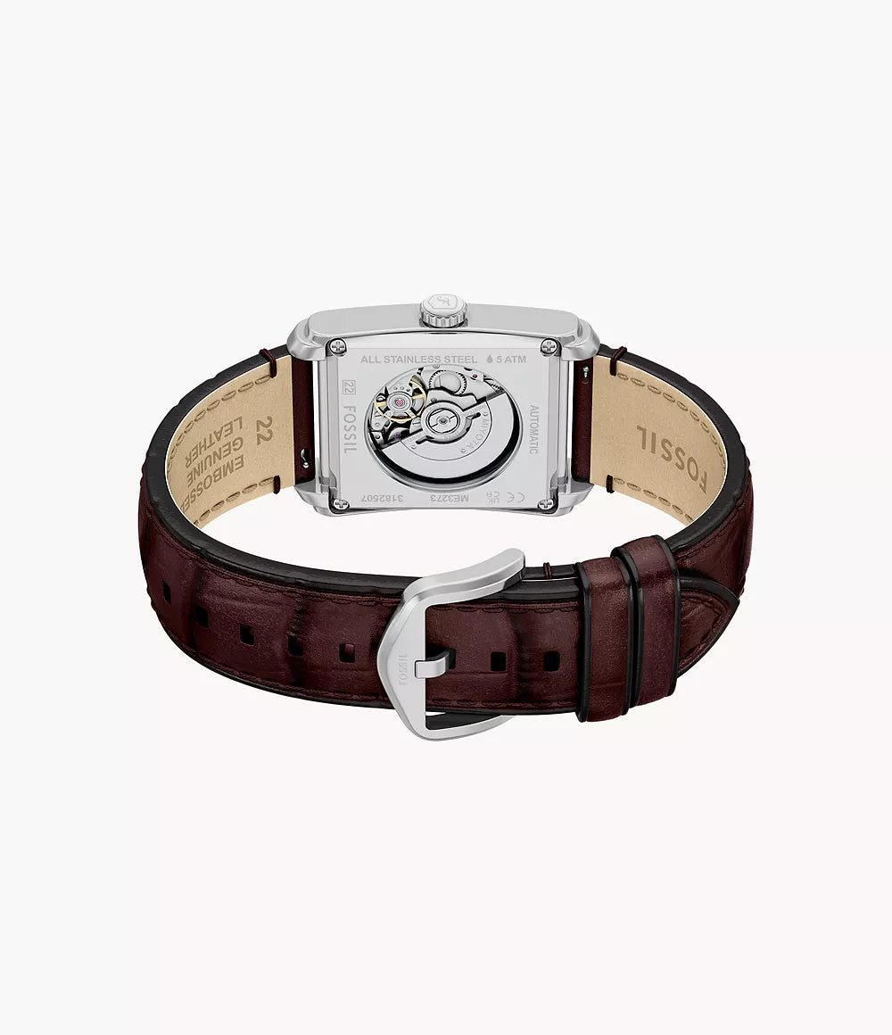 Fossil Carraway Automatic Brown Croco Leather Watch ME3273