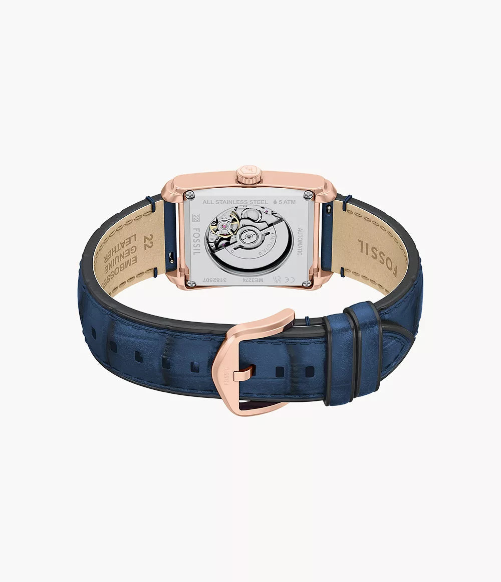 Fossil Carraway Automatic Blue Croco Leather Watch ME3274
