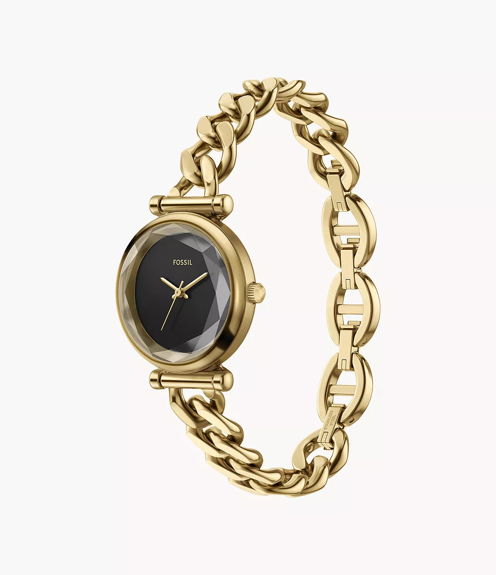 Fossil Carlie Three Hand Gold Stainless Steel Watch ES5440