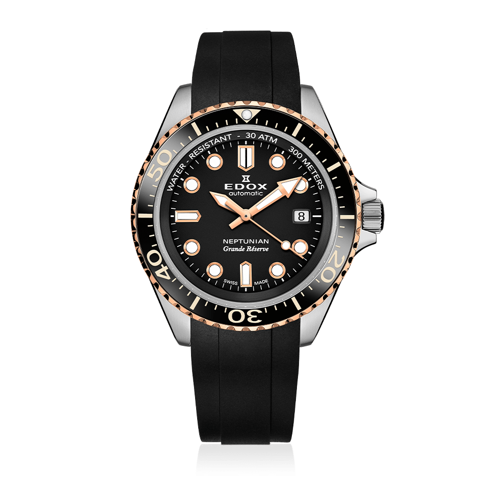 Edox Neptunian Grande Réserve Date Automatic Black/Rose