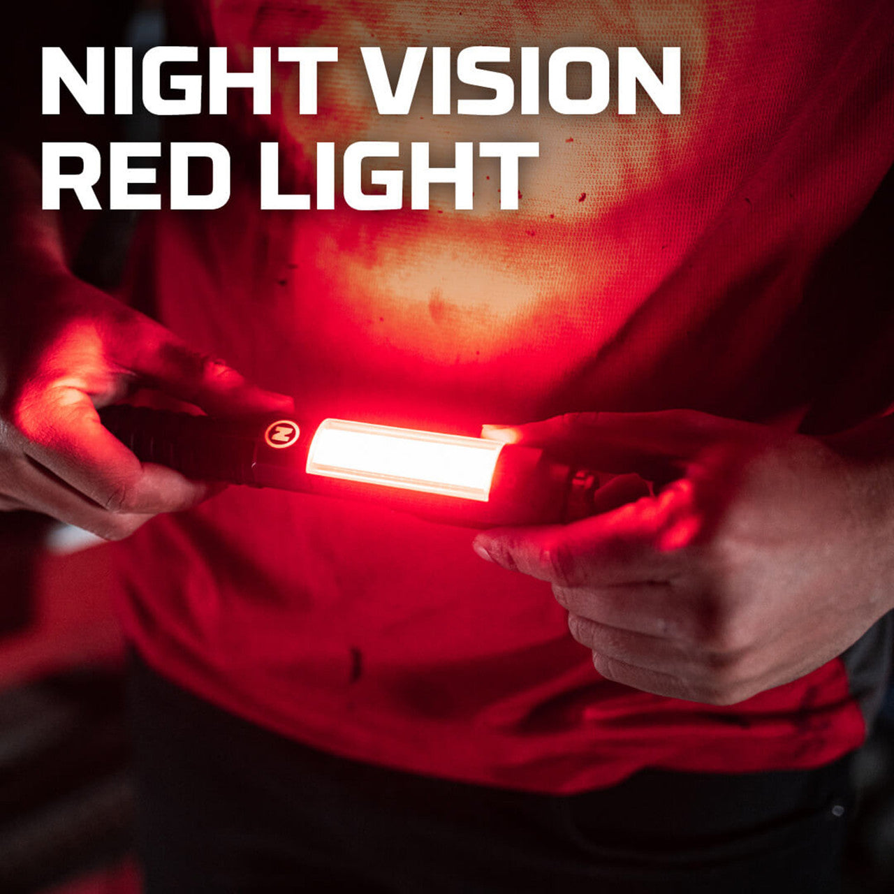 Handheld red light device for night vision use.