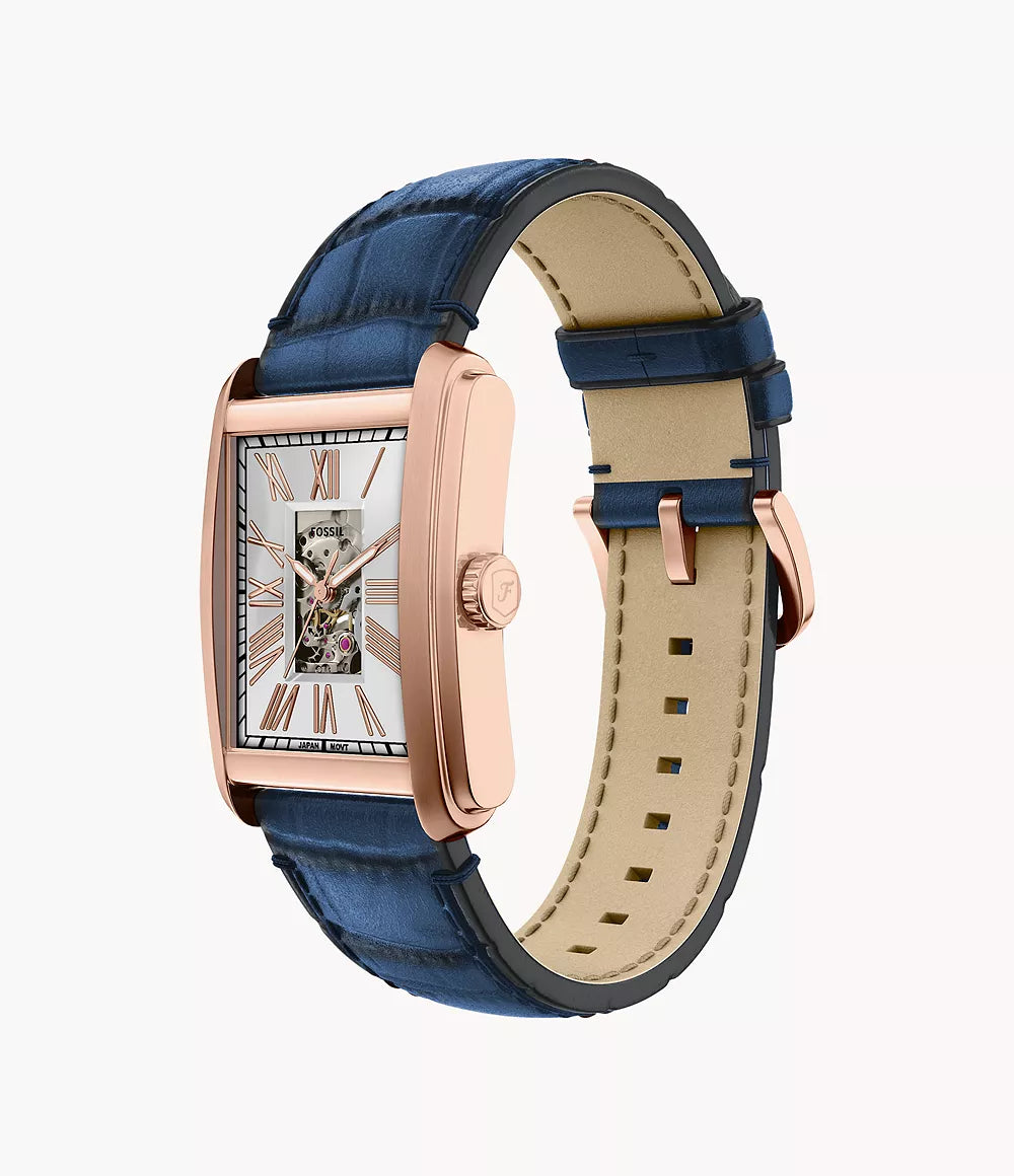 Fossil Carraway Automatic Blue Croco Leather Watch ME3274