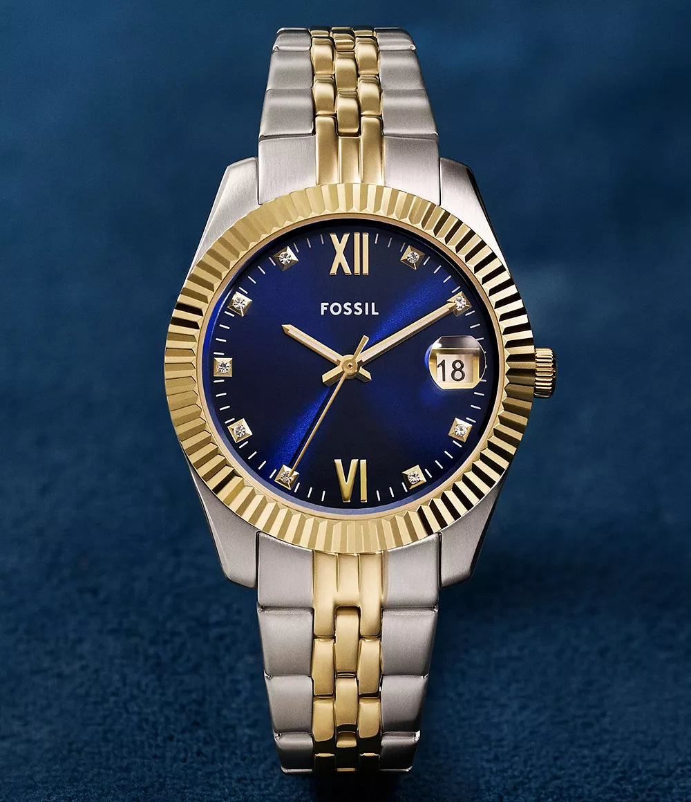 Fossil Scarlette Three Hand Two Tone Stainless Steel Watch ES5443