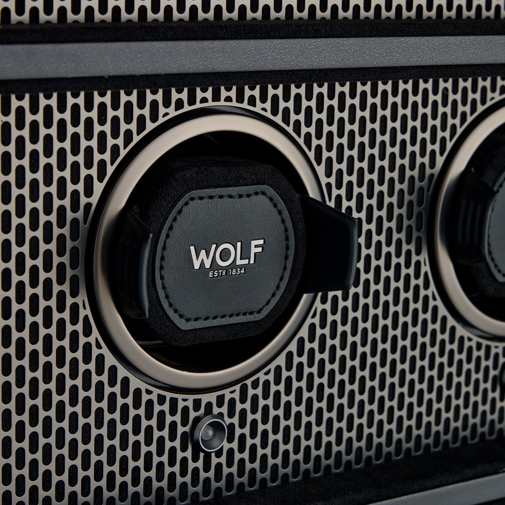 WOLF Axis 16 Piece Watch Winder Cabinet in Powder Coat - angle