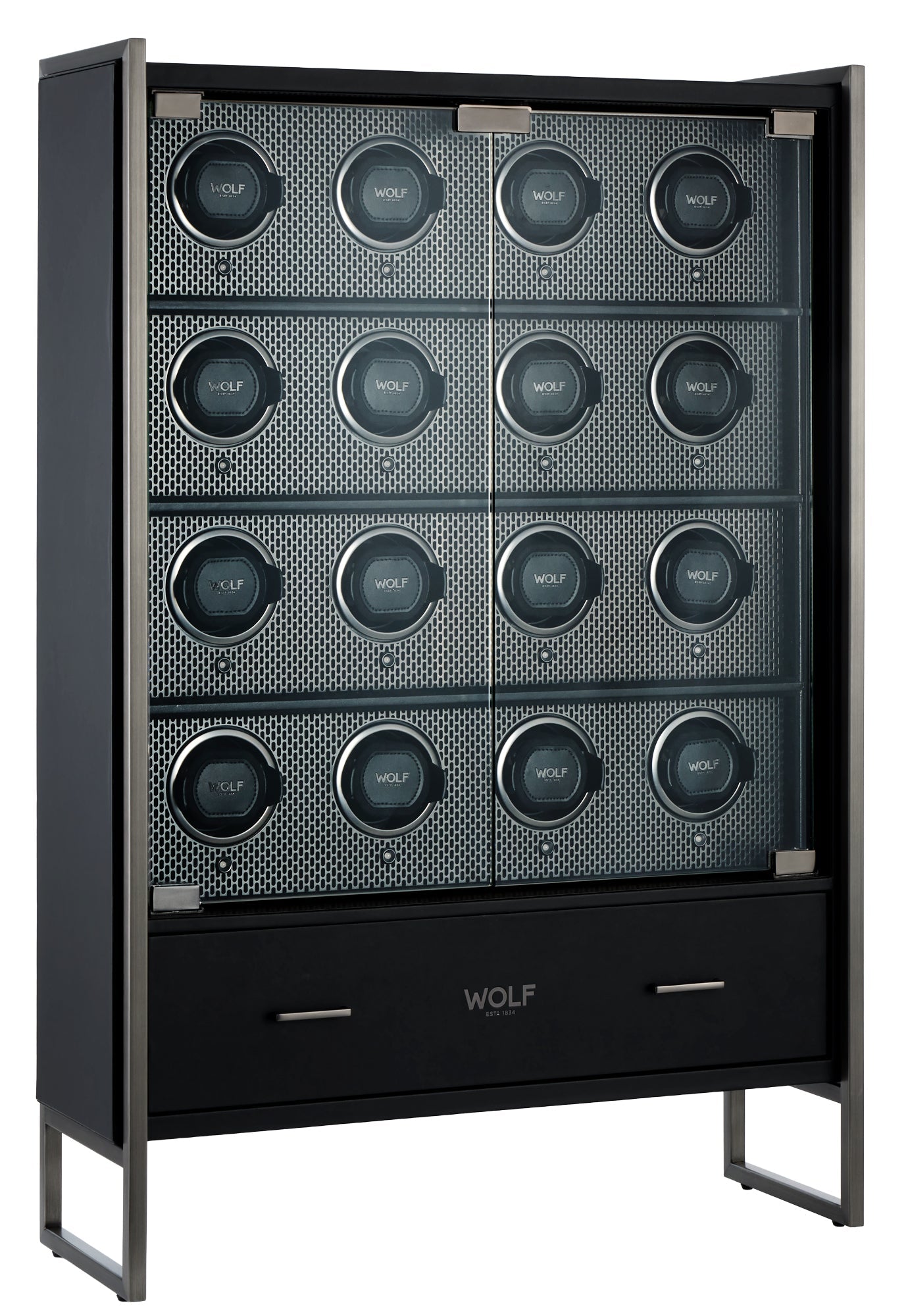 WOLF Axis 16 Piece Watch Winder Cabinet in Powder Coat - detail