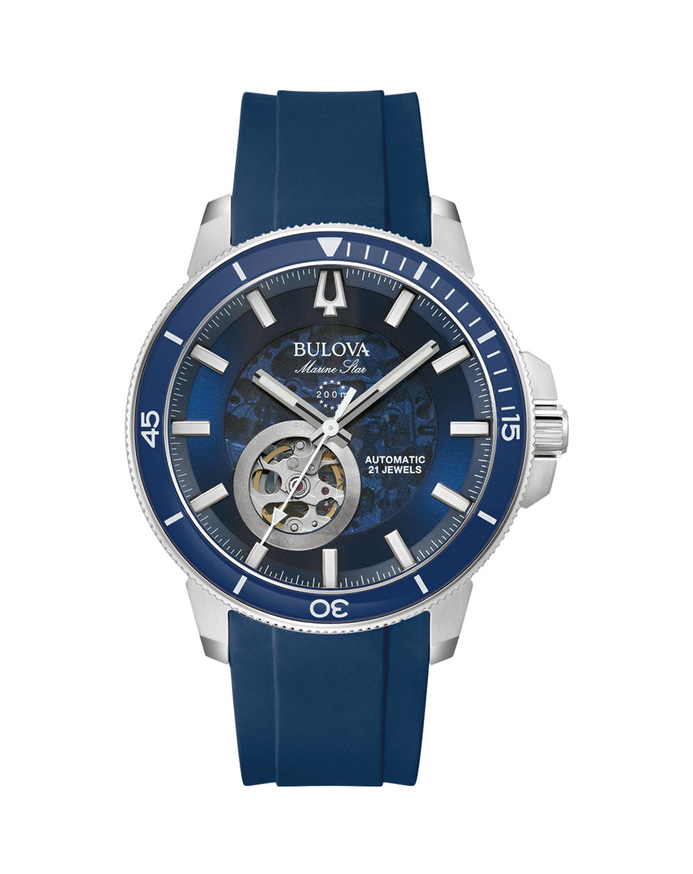 Bulova Marine Star Automatic Men's Watch with Blue Dial and Rubber Str