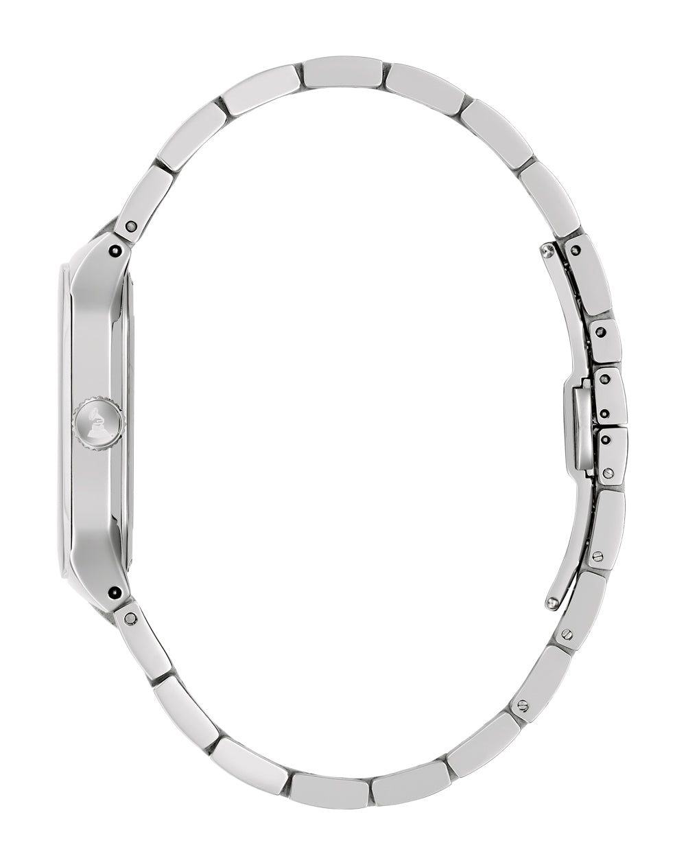 Profile view of the Bulova Millennia 96A336 polished 35mm cushion steel case.