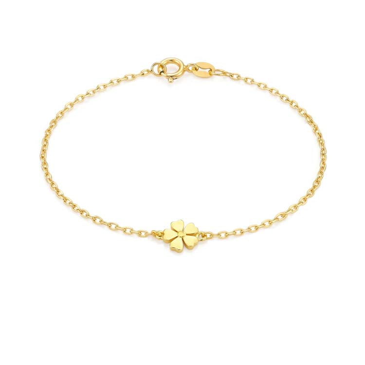 9K Yellow Gold Flower Bracelet 17-19cm