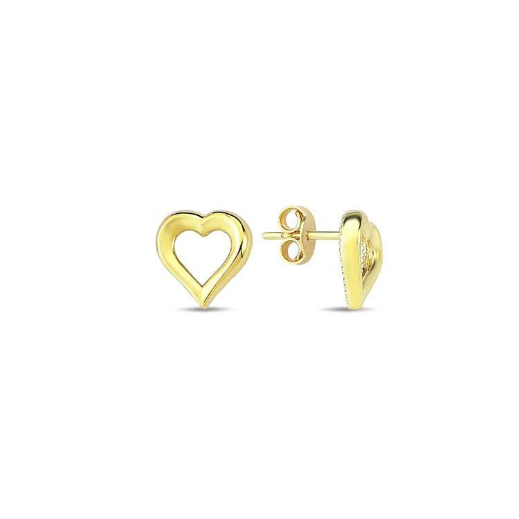 9K Yellow Gold Open Heart Stud Earrings