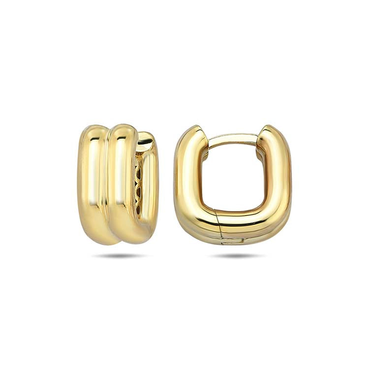 9K Yellow Gold Double Row Creole Earrings