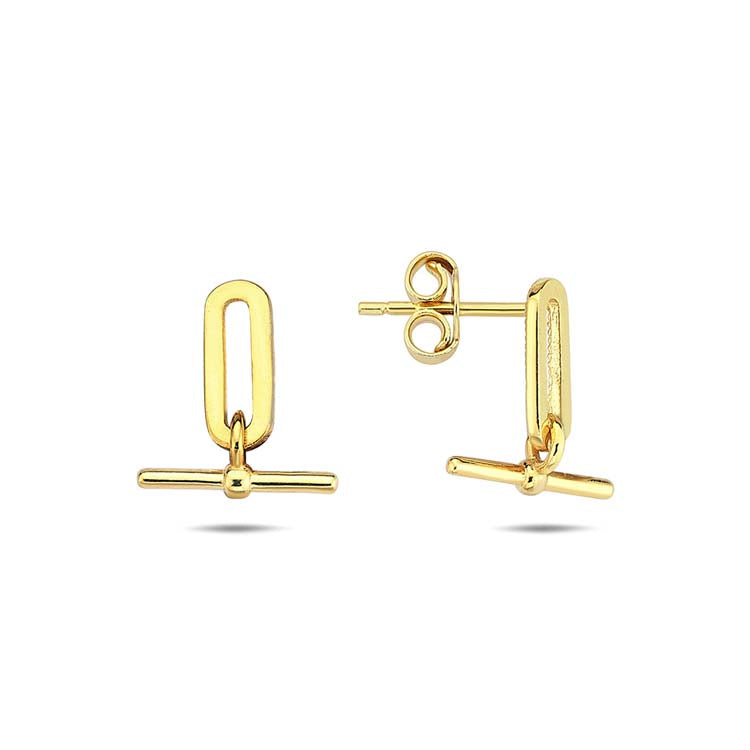 9K Yellow Gold T-Bar Stud Earrings