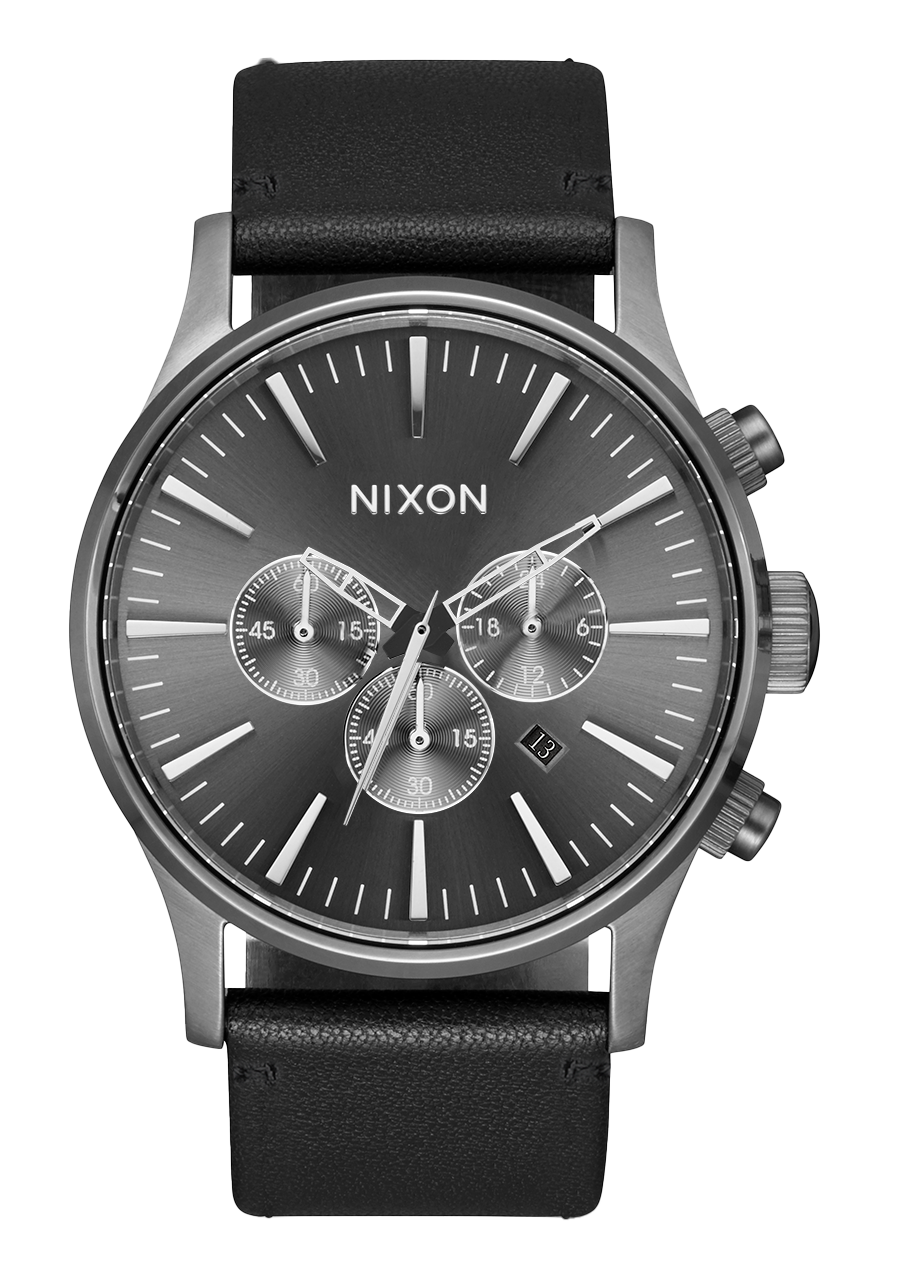 Nixon Sentry Chrono Leather All Gunmetal / Black Watch A1391-680-00