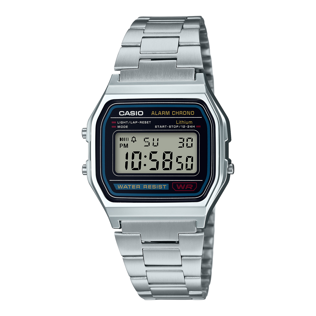 Casio Stainless Steel Digital Silver Dial Watch A158WA-1A