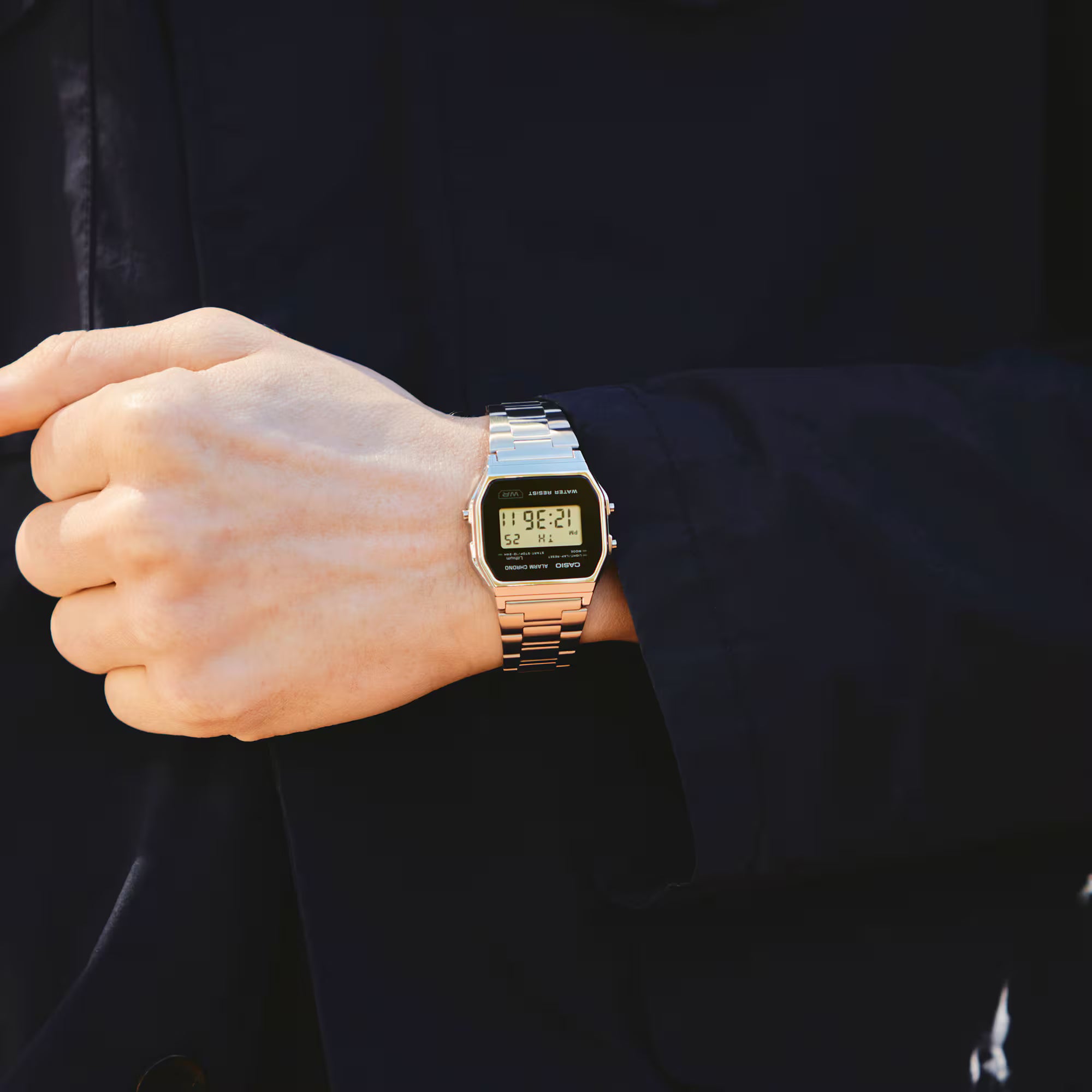Casio Stainless Steel Digital Black Dial Watch A158WEA-1D